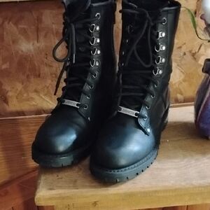 Xelement Motocylce Riding Black Lace-Up Boots